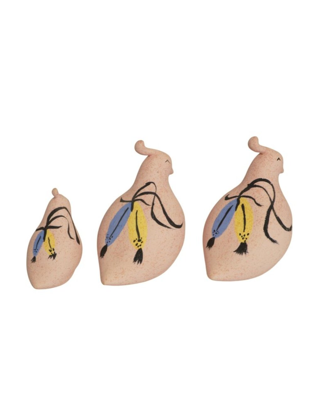 Handcrafted Ceramic Quail Bird Figurines Set of 3 Signed Southwest Folk Art VTG
